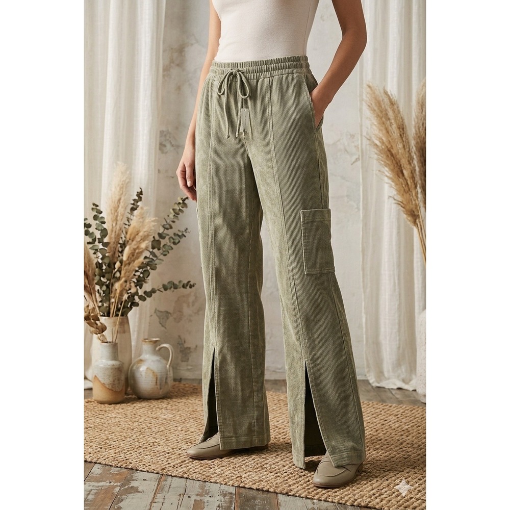 Y2K Retro Wide Leg Corduroy Cargo Pants Grunge Anthropologie Kickout Size S Yoga